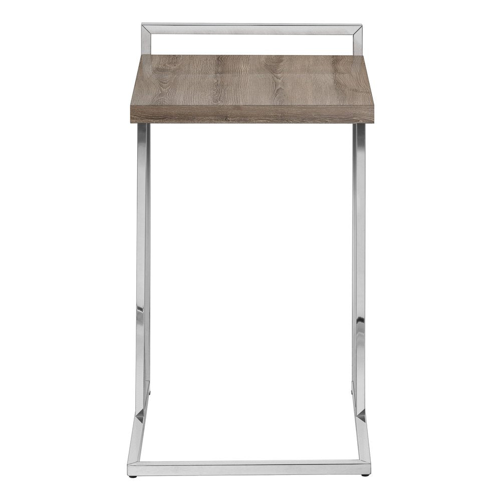 Taupe and Silver Wood and Iron End Table - 27-inch