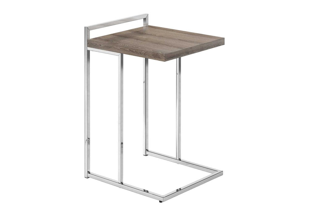 Taupe and Silver Wood and Iron End Table - 27-inch