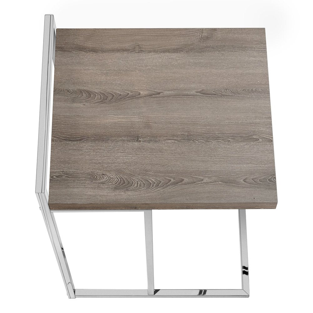 Taupe and Silver Wood and Iron End Table - 27-inch