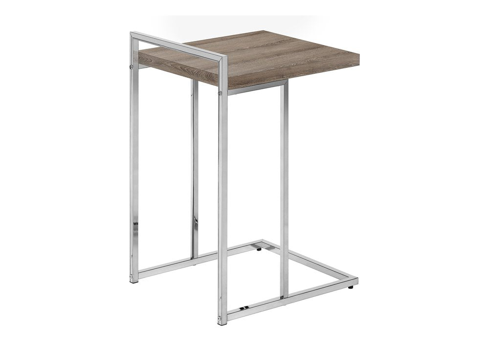 Taupe and Silver Wood and Iron End Table - 27-inch