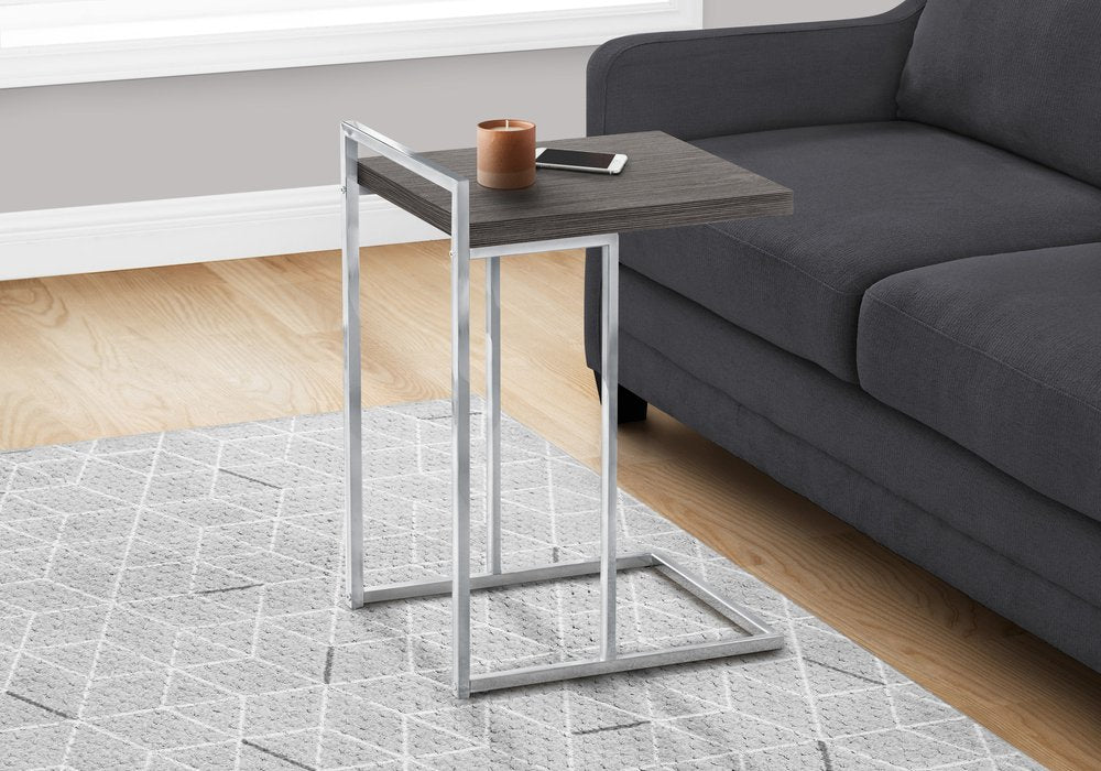 Gray and Silver Wood and Iron End Table - 27-inch