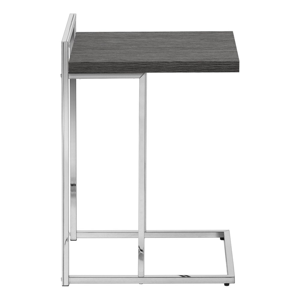 Gray and Silver Wood and Iron End Table - 27-inch