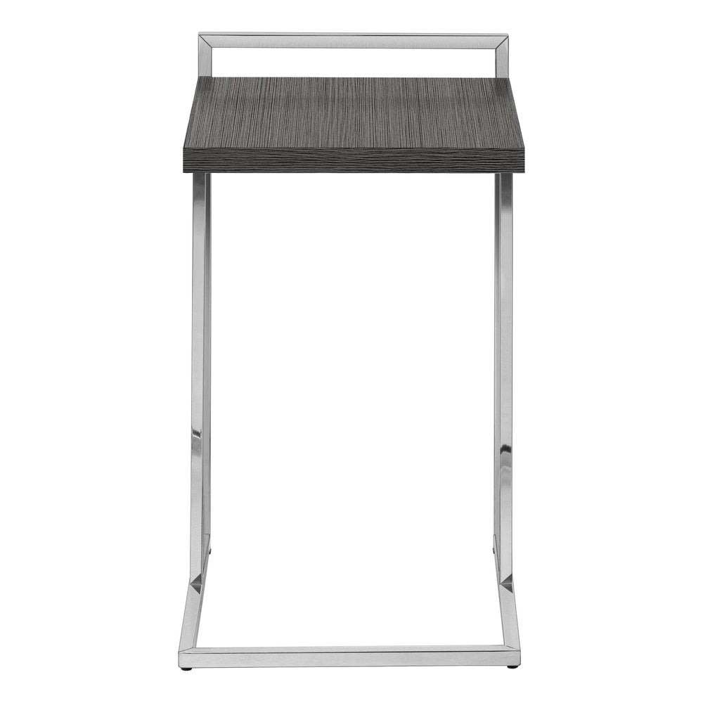 Gray and Silver Wood and Iron End Table - 27-inch