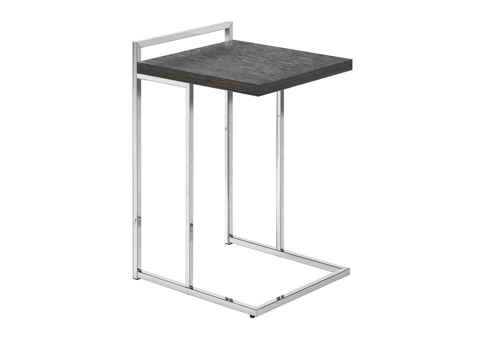 Gray and Silver Wood and Iron End Table - 27-inch