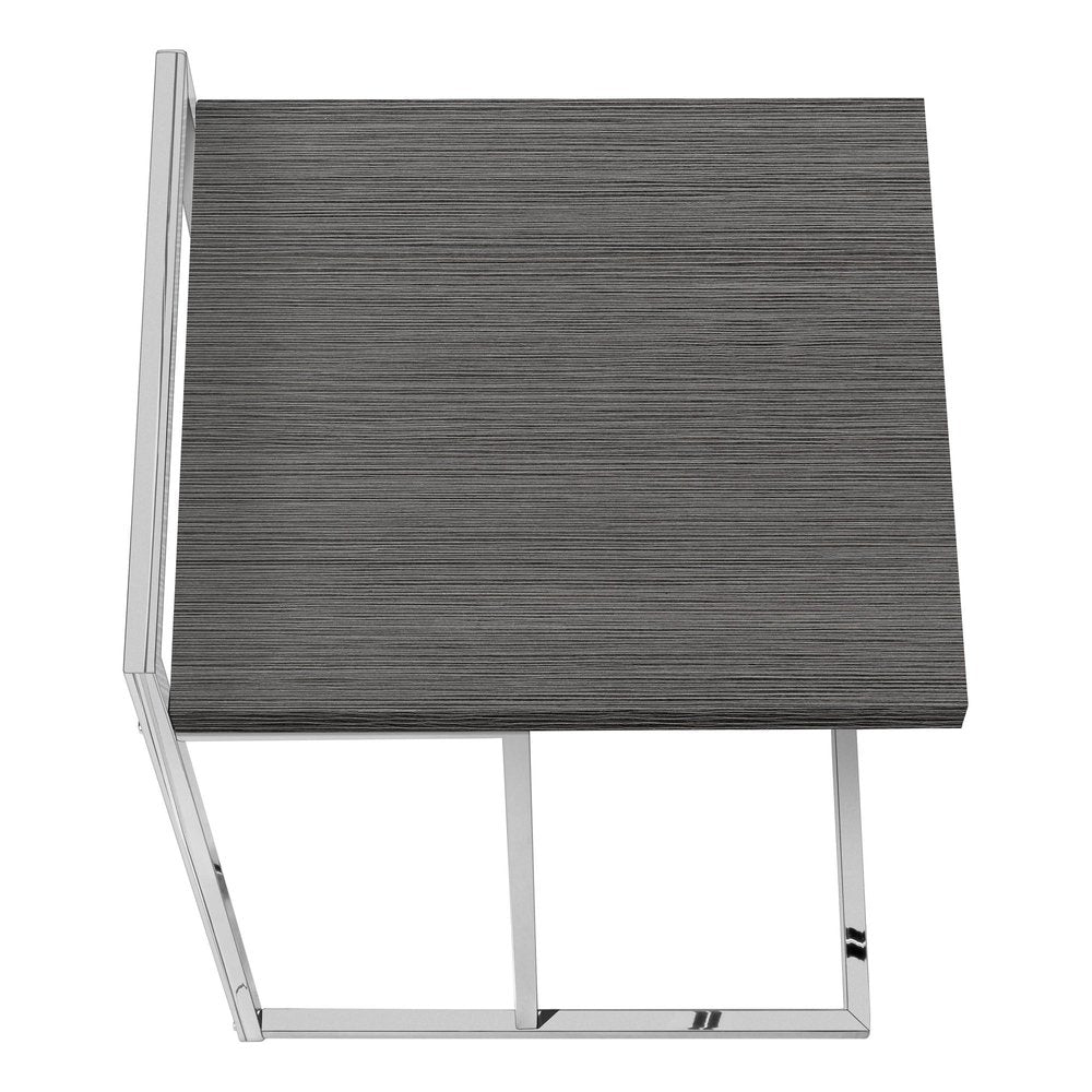 Gray and Silver Wood and Iron End Table - 27-inch