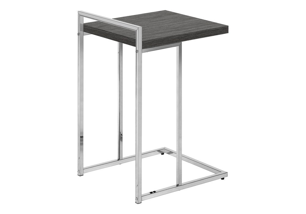 Gray and Silver Wood and Iron End Table - 27-inch