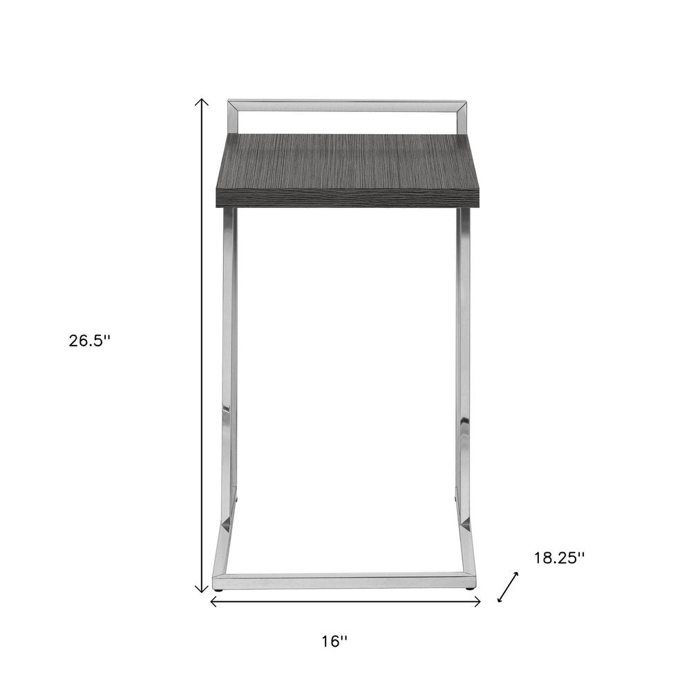 Gray and Silver Wood and Iron End Table - 27-inch