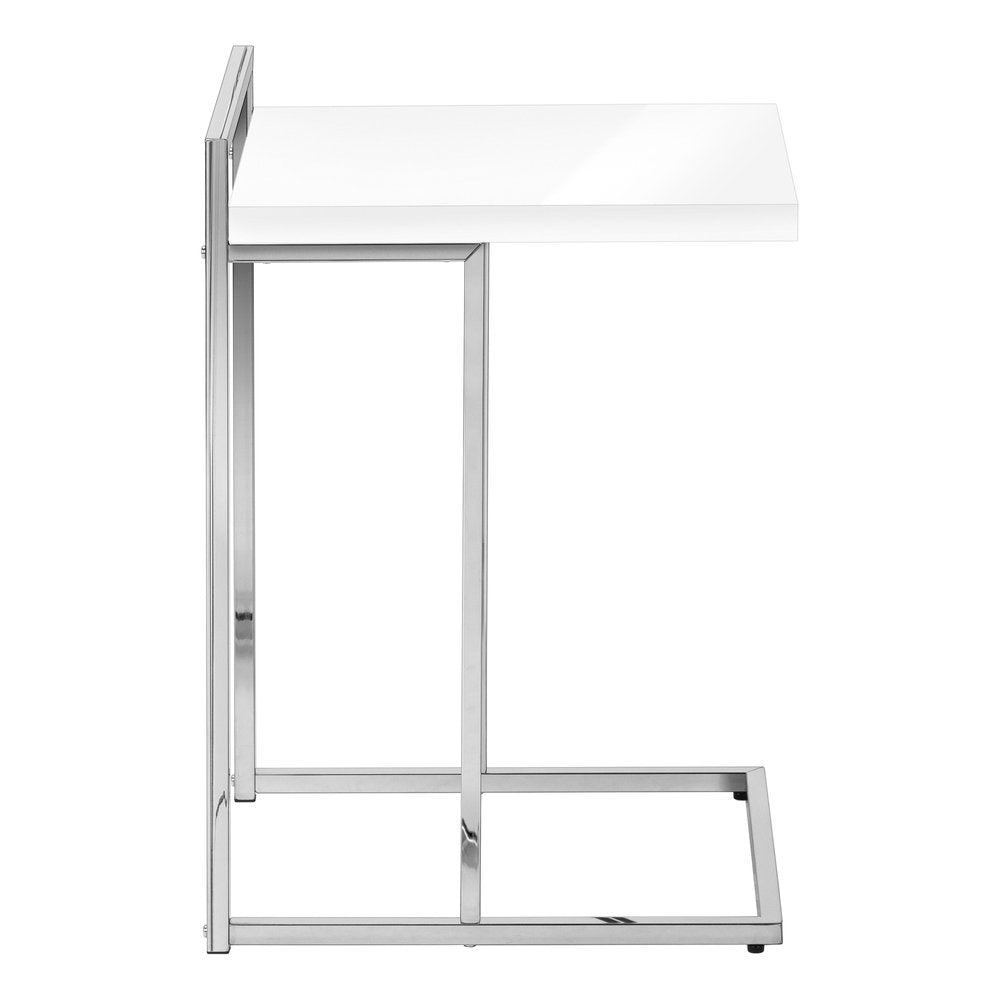 White and Silver Wood and Iron End Table - 27-inch