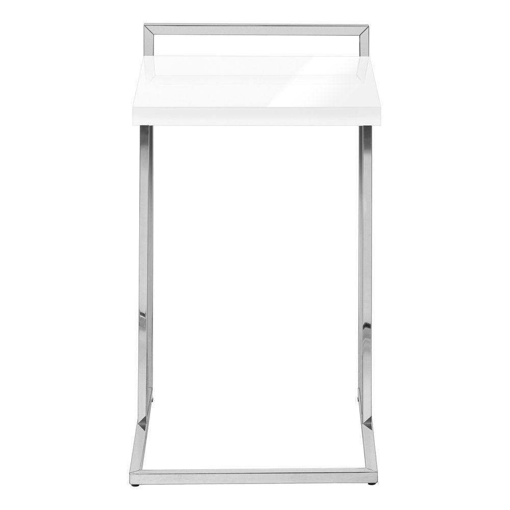 White and Silver Wood and Iron End Table - 27-inch