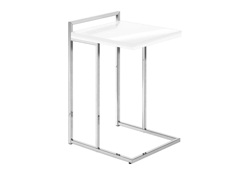 White and Silver Wood and Iron End Table - 27-inch