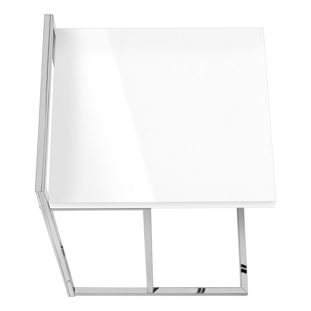 White and Silver Wood and Iron End Table - 27-inch