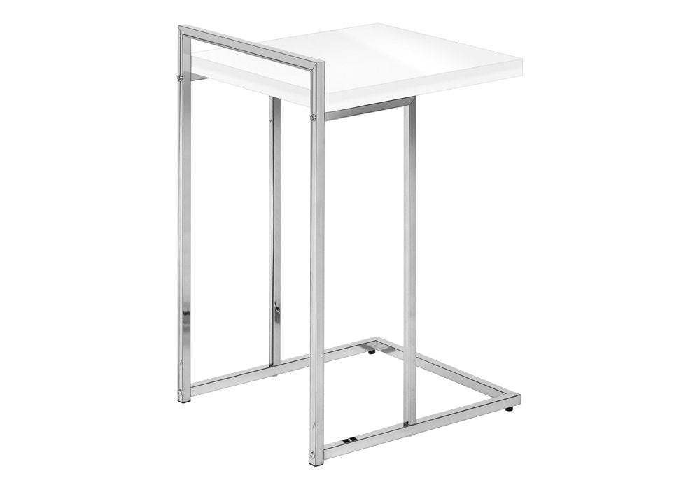 White and Silver Wood and Iron End Table - 27-inch