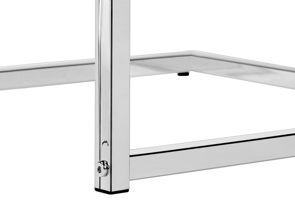 White and Silver Wood and Iron End Table - 27-inch