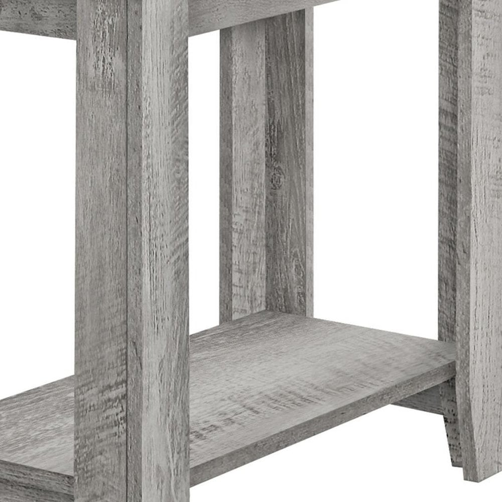 Gray Wood End Table with Shelf - 22-inch