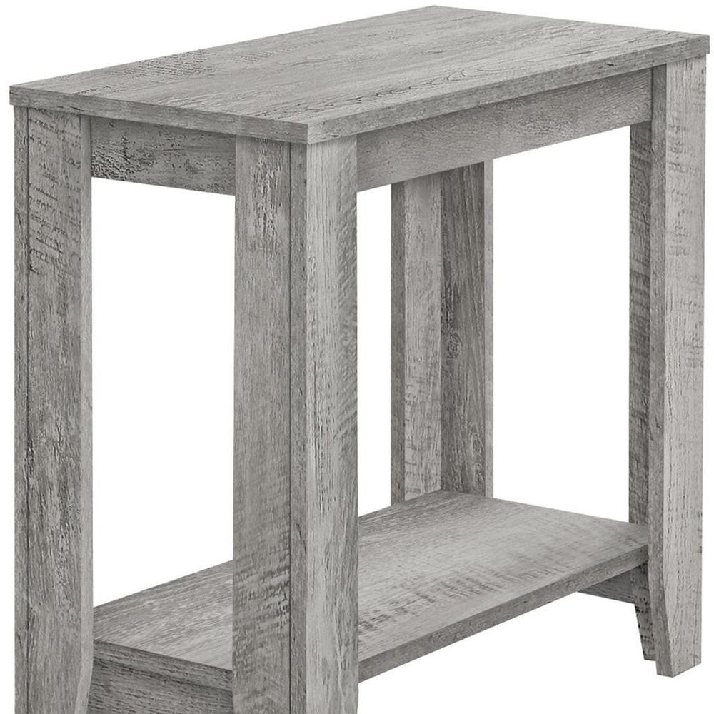 Gray Wood End Table with Shelf - 22-inch