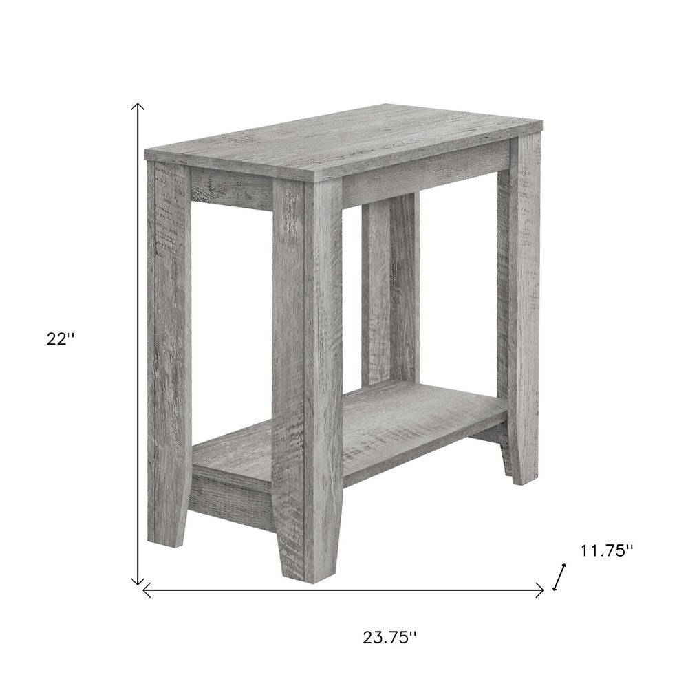 Gray Wood End Table with Shelf - 22-inch