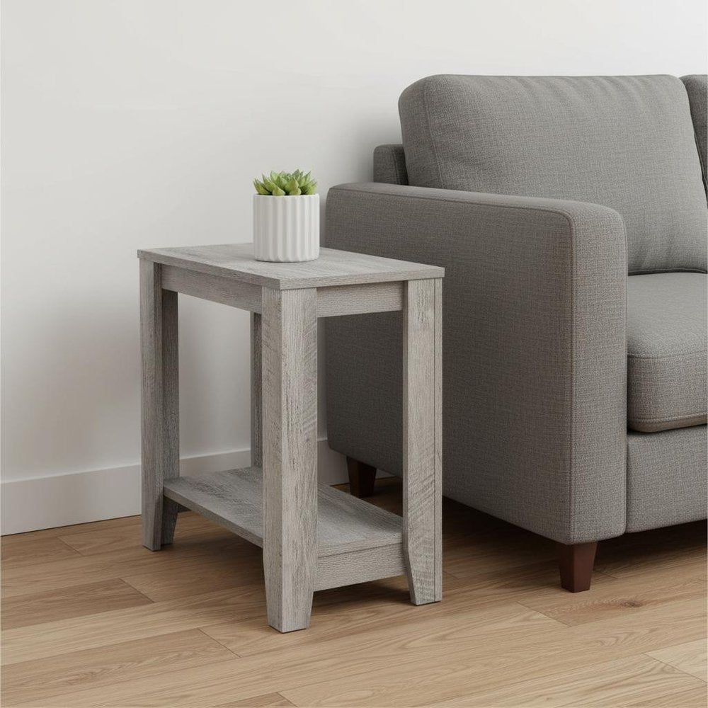 Gray Wood End Table with Shelf - 22-inch