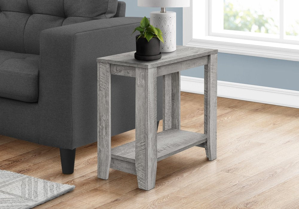 Gray Wood End Table with Shelf - 22-inch