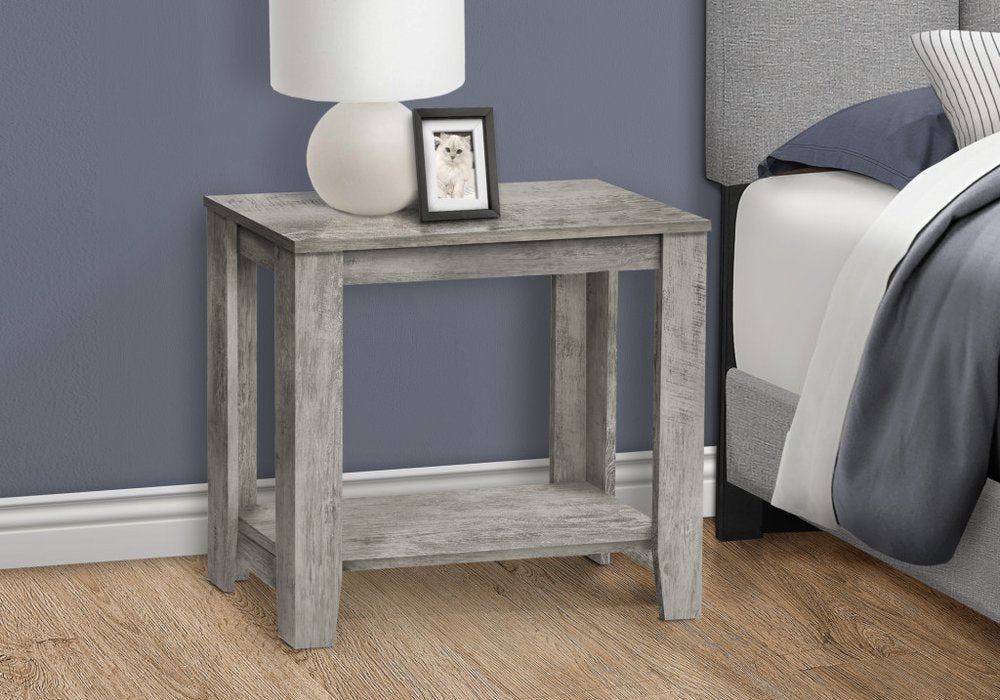 Gray Wood End Table with Shelf - 22-inch