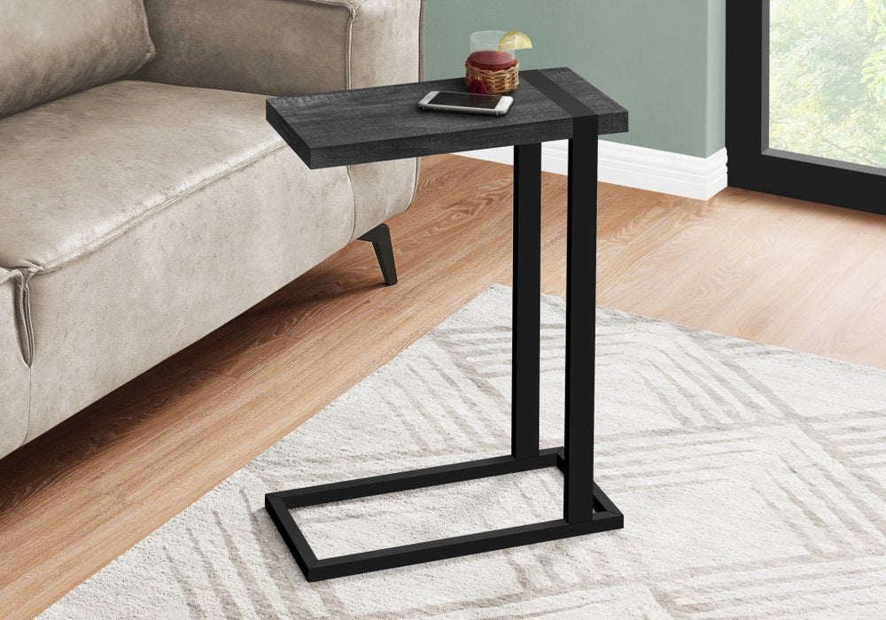 Black Distressed Wood and Iron End Table - 25-inch