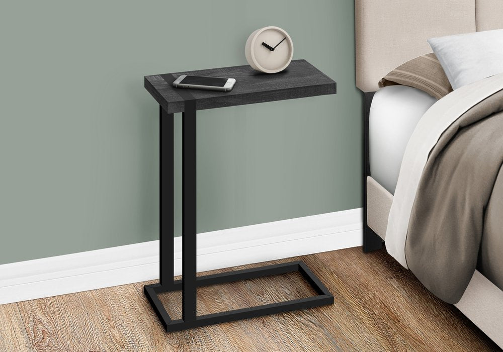 Black Distressed Wood and Iron End Table - 25-inch