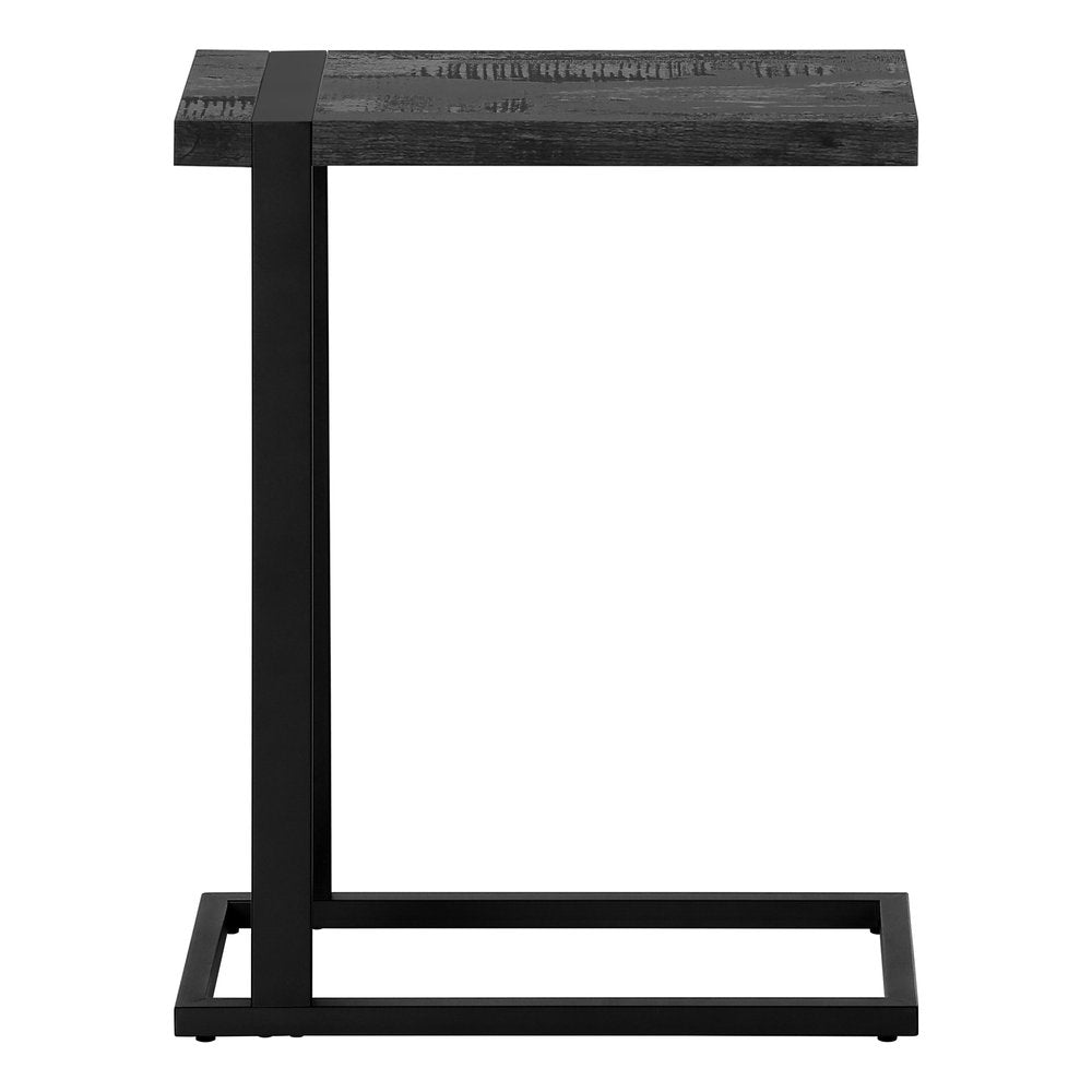 Black Distressed Wood and Iron End Table - 25-inch