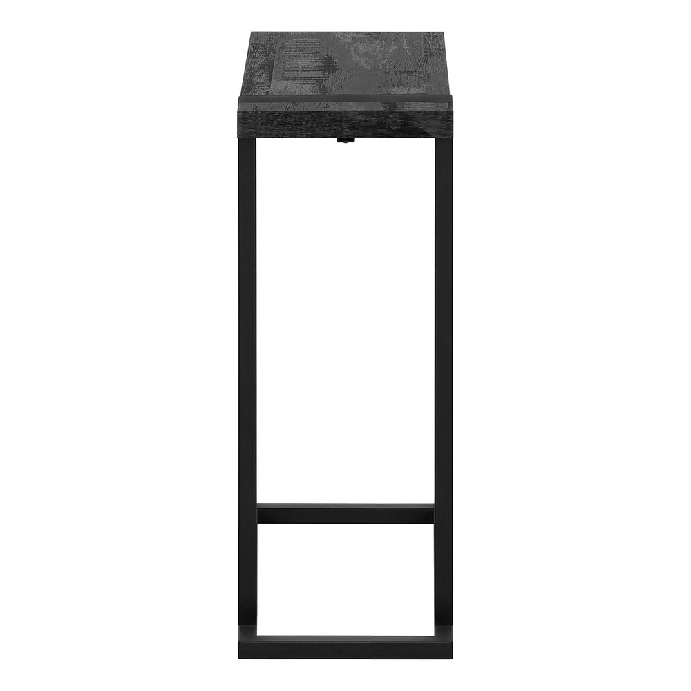 Black Distressed Wood and Iron End Table - 25-inch
