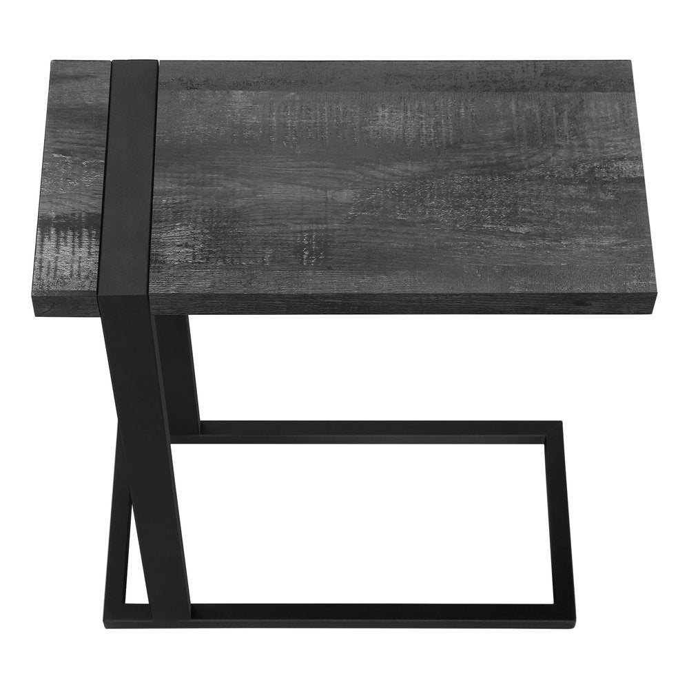Black Distressed Wood and Iron End Table - 25-inch