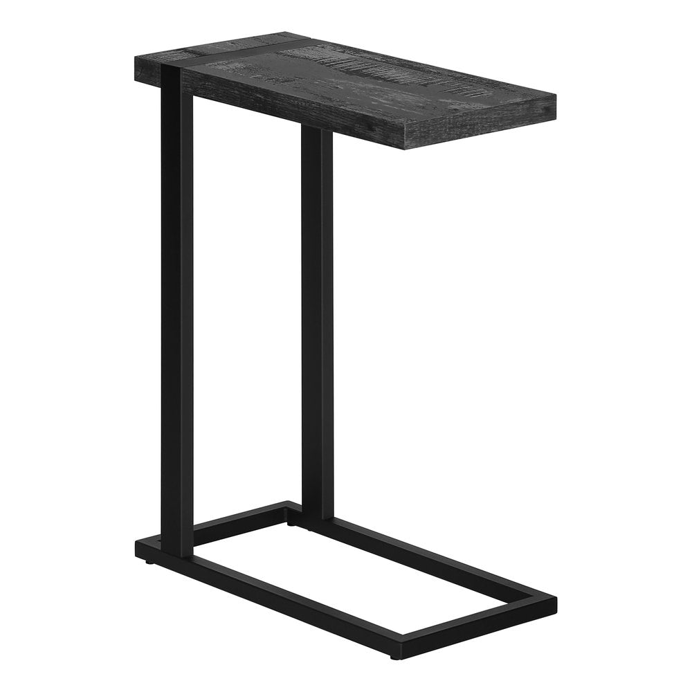 Black Distressed Wood and Iron End Table - 25-inch