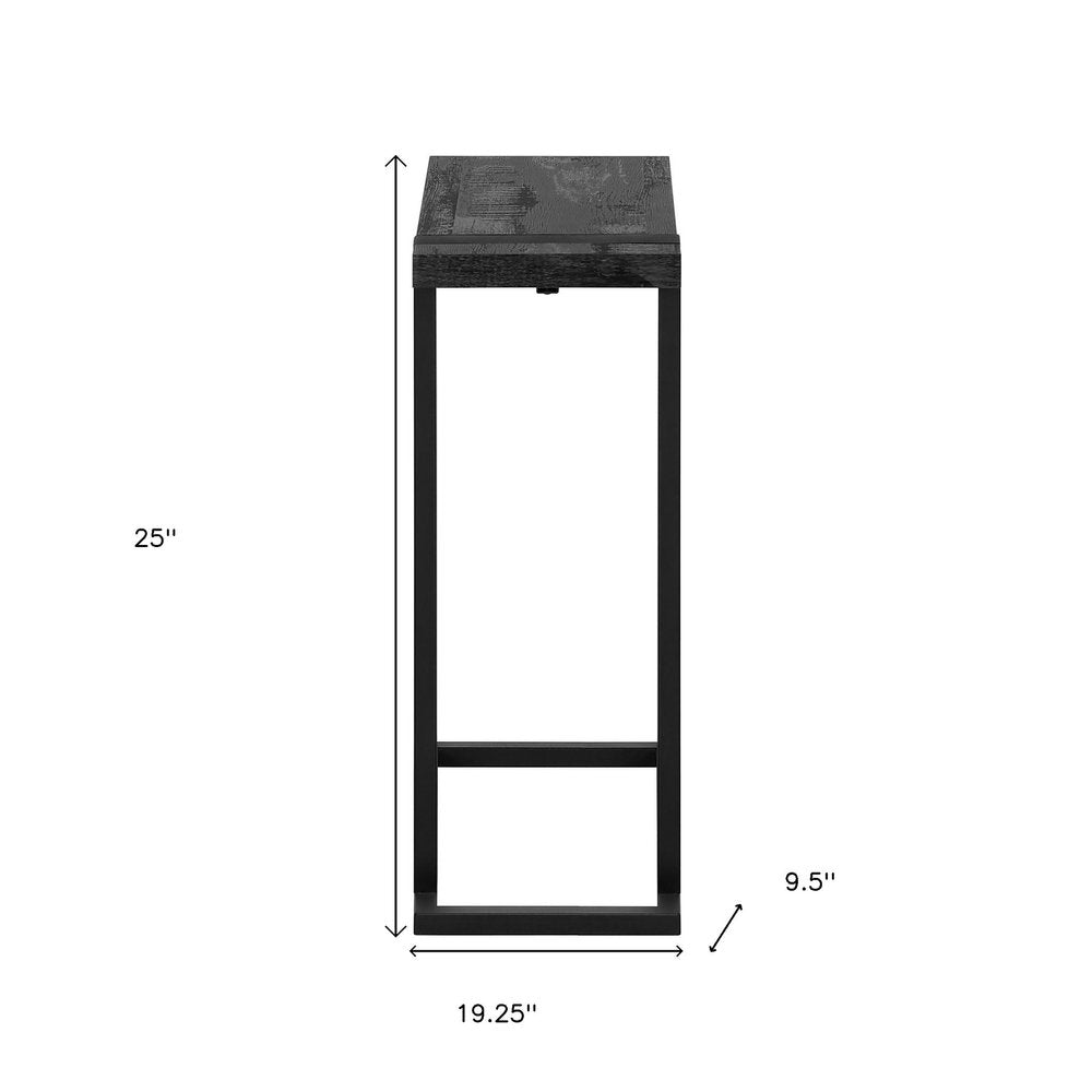 Black Distressed Wood and Iron End Table - 25-inch