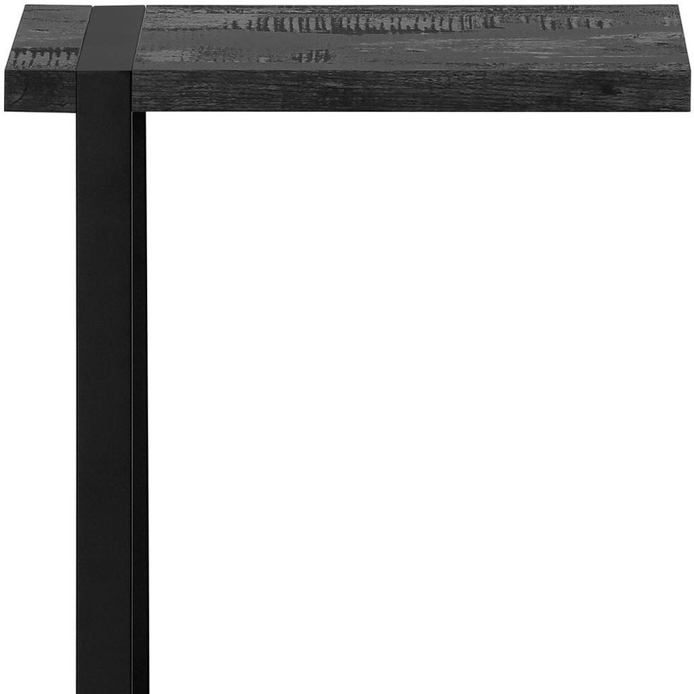 Black Distressed Wood and Iron End Table - 25-inch