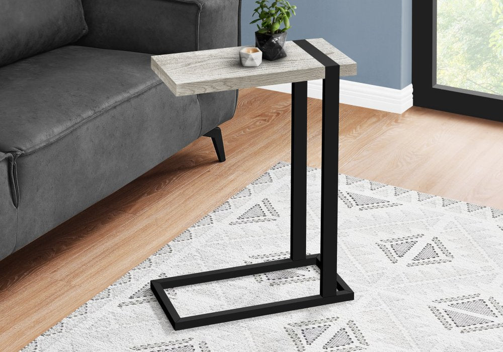 Gray and Black Distressed Wood and Iron End Table - 25-inch