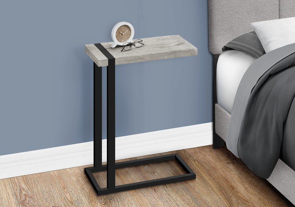 Gray and Black Distressed Wood and Iron End Table - 25-inch