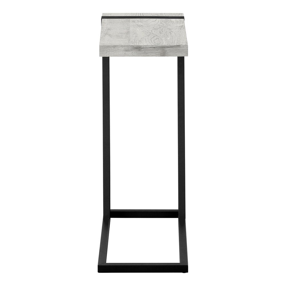 Gray and Black Distressed Wood and Iron End Table - 25-inch