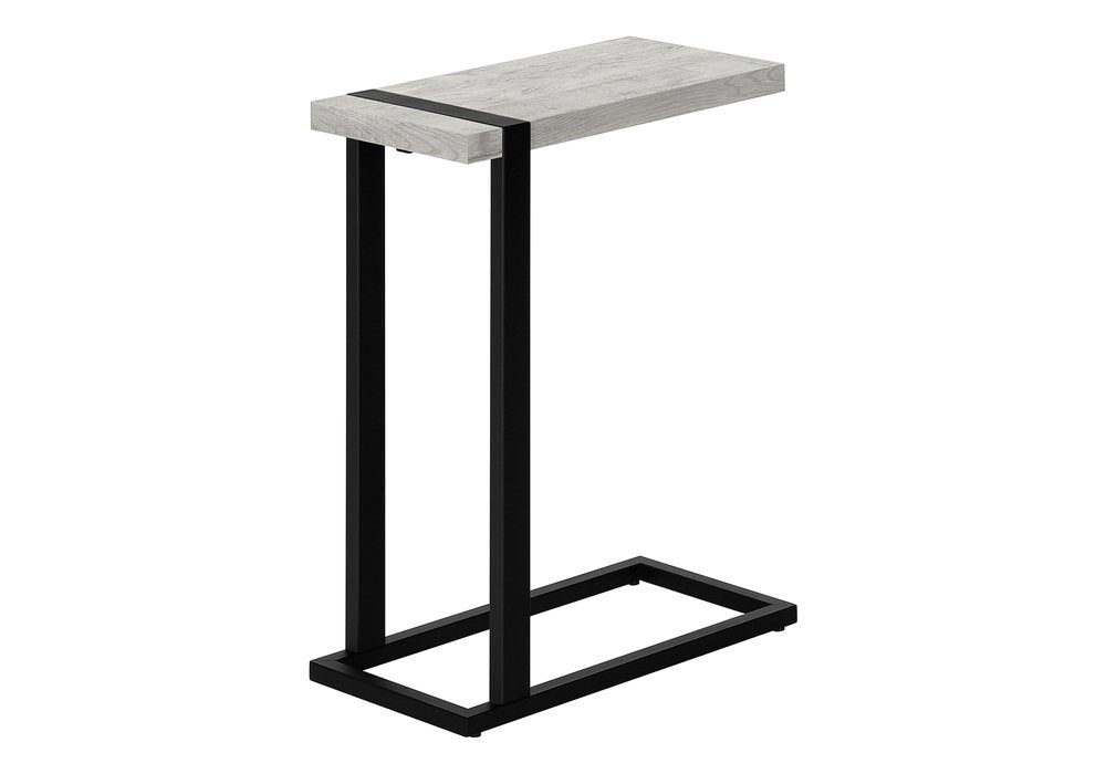 Gray and Black Distressed Wood and Iron End Table - 25-inch