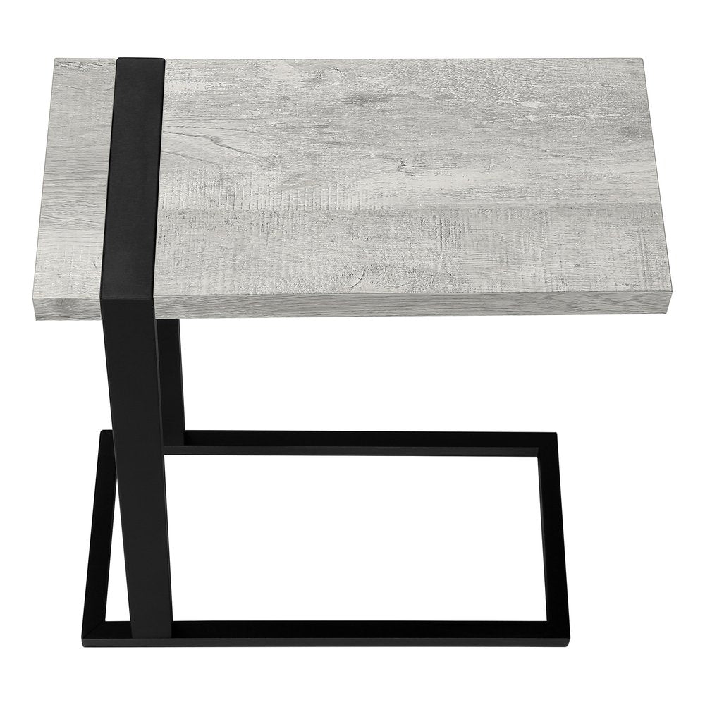 Gray and Black Distressed Wood and Iron End Table - 25-inch