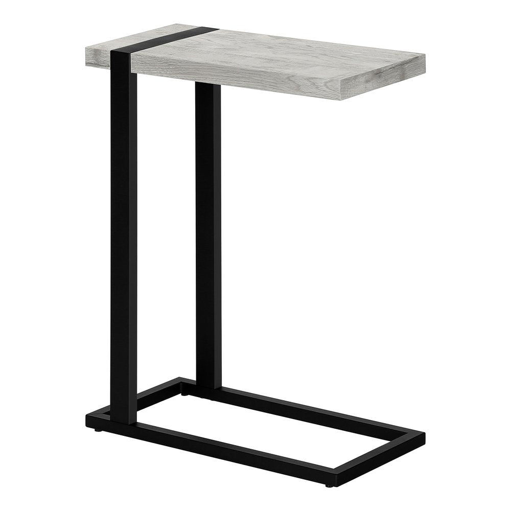 Gray and Black Distressed Wood and Iron End Table - 25-inch