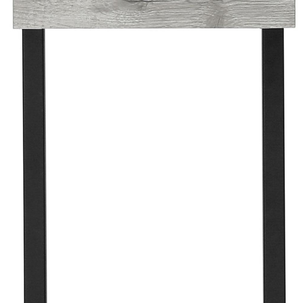 Gray and Black Distressed Wood and Iron End Table - 25-inch