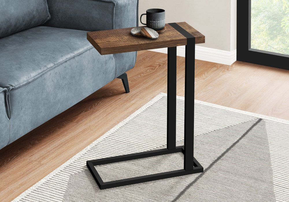Brown and Black Distressed Wood and Iron End Table - 25-inch