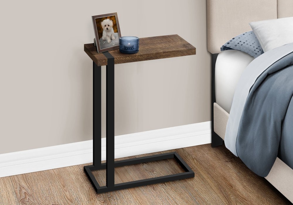 Brown and Black Distressed Wood and Iron End Table - 25-inch