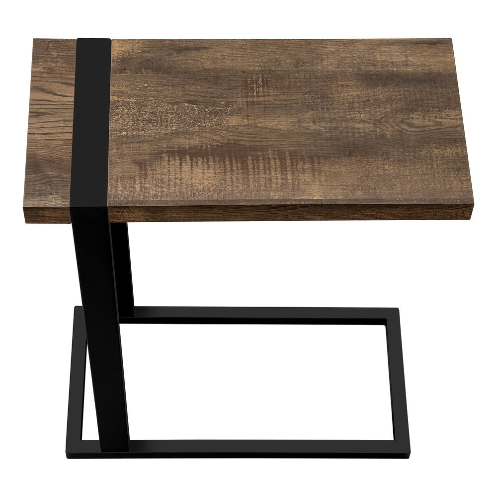 Brown and Black Distressed Wood and Iron End Table - 25-inch
