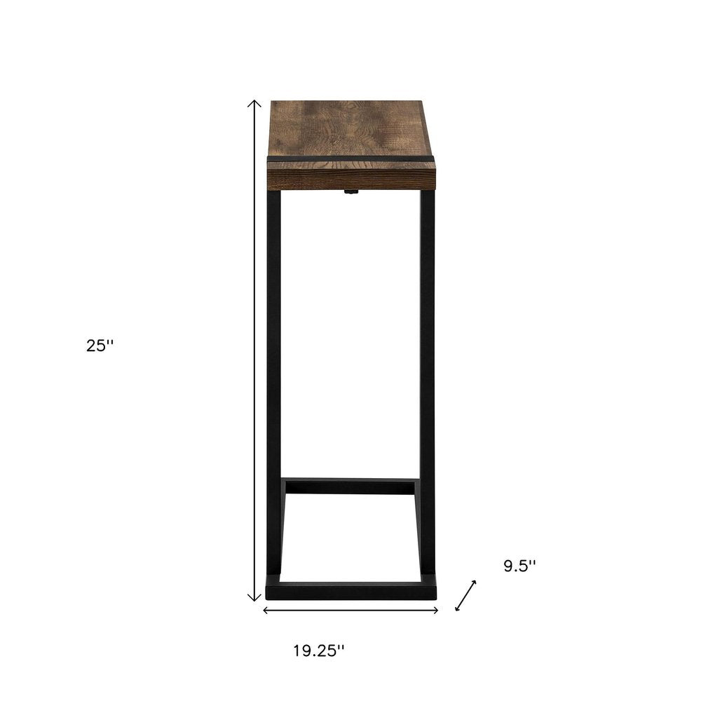 Brown and Black Distressed Wood and Iron End Table - 25-inch