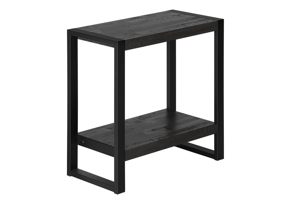 Black End Table with Shelf - 24-inch