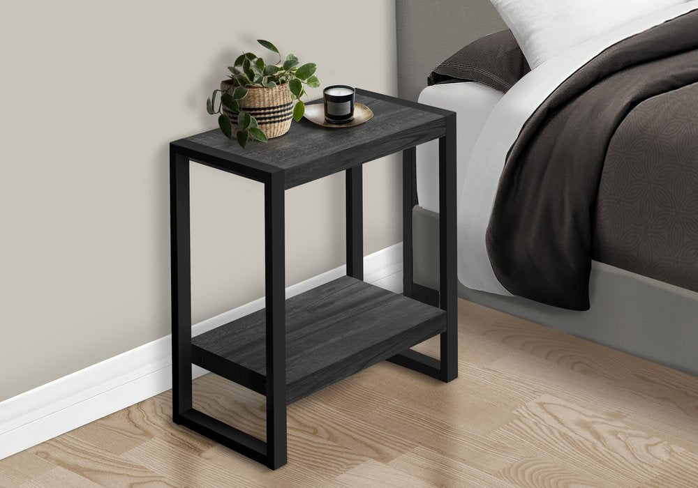 Black End Table with Shelf - 24-inch