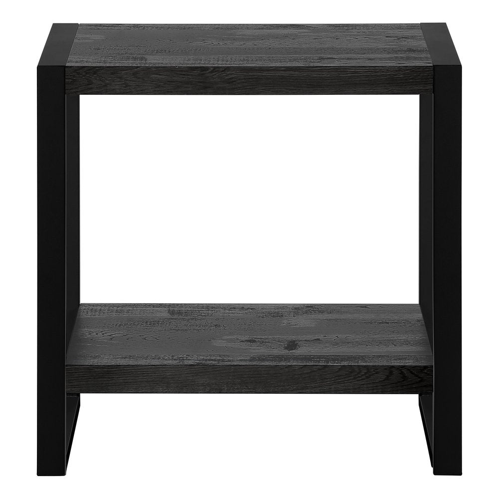 Black End Table with Shelf - 24-inch