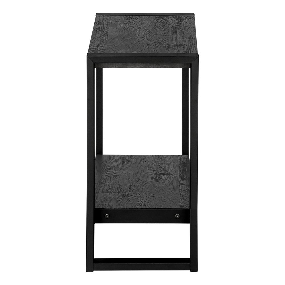 Black End Table with Shelf - 24-inch