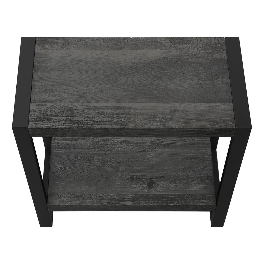 Black End Table with Shelf - 24-inch