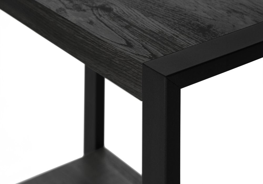 Black End Table with Shelf - 24-inch