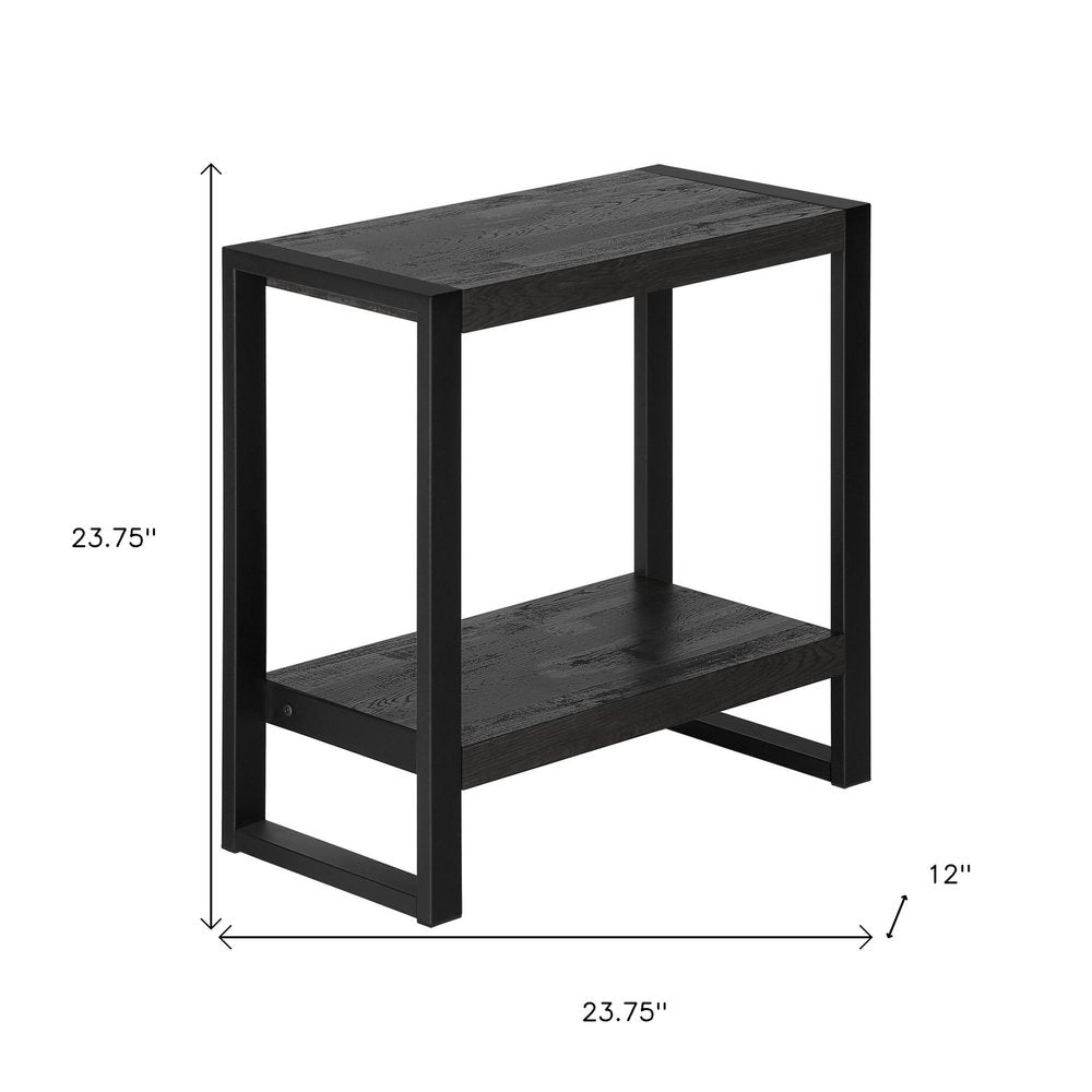 Black End Table with Shelf - 24-inch