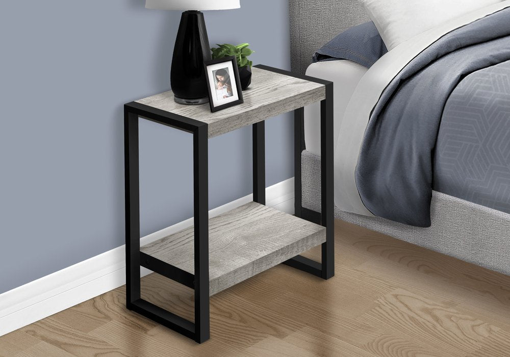 Black and Gray End Table with Shelf - 24-inch